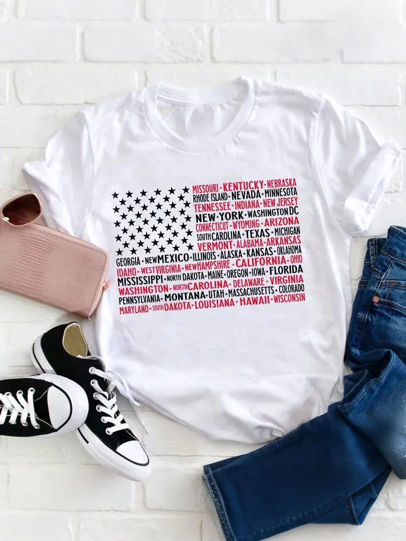 Vintage American Flag 4Th Of July Teacher T-Shirt
