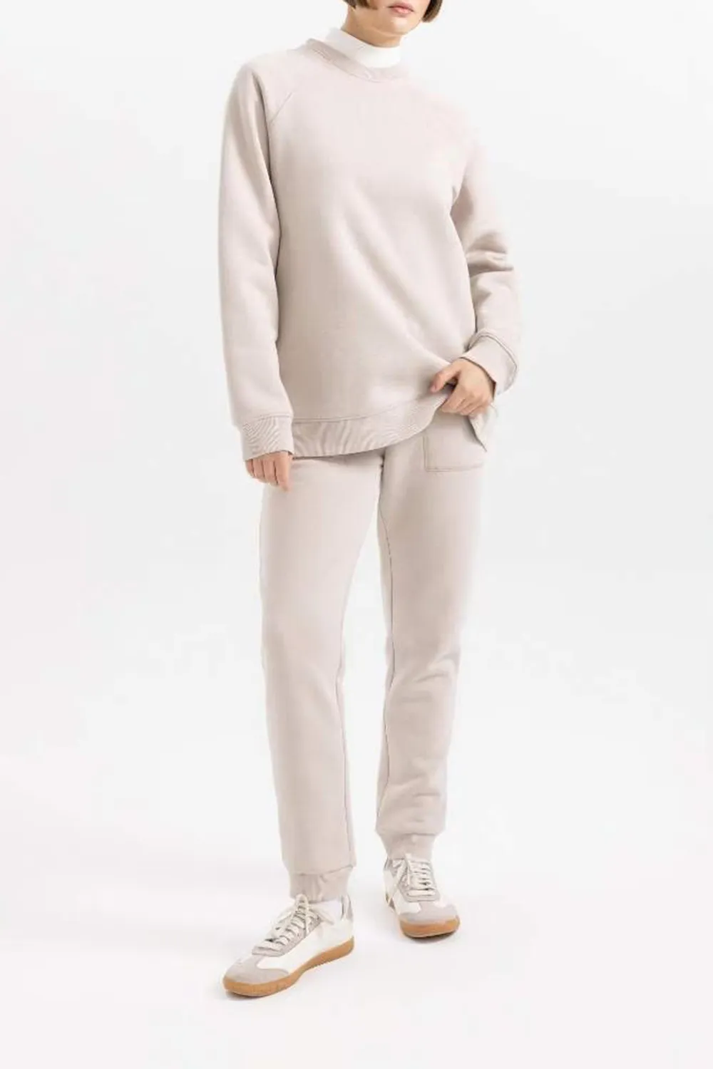 High-waisted Plain Long Pants