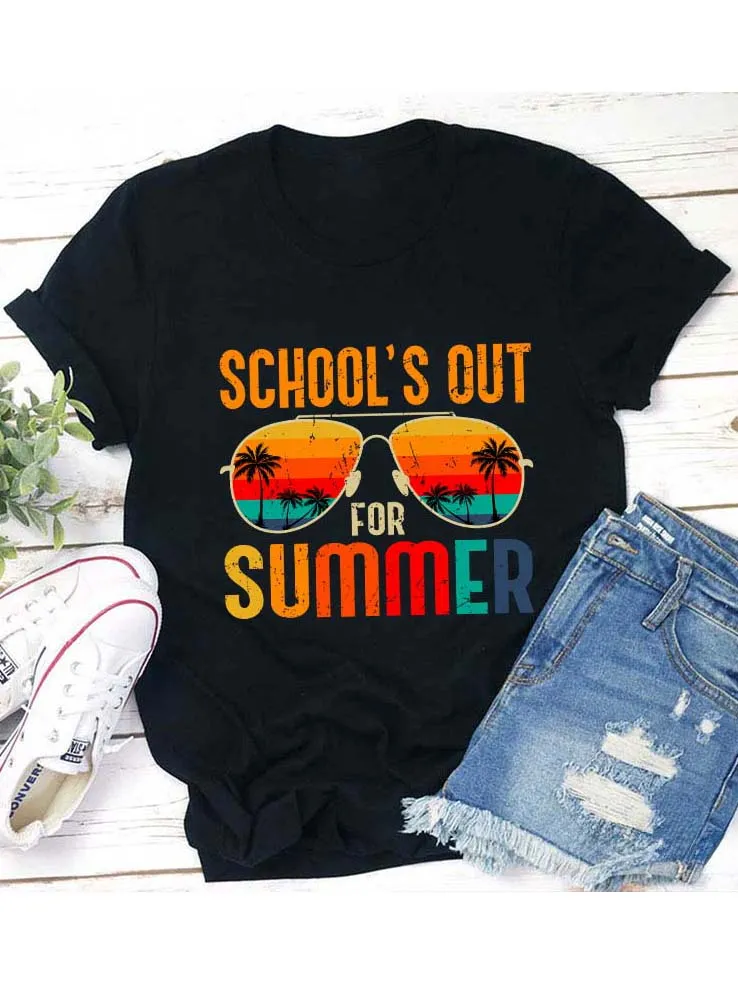 Sunglasses And Text Print T-Shirt