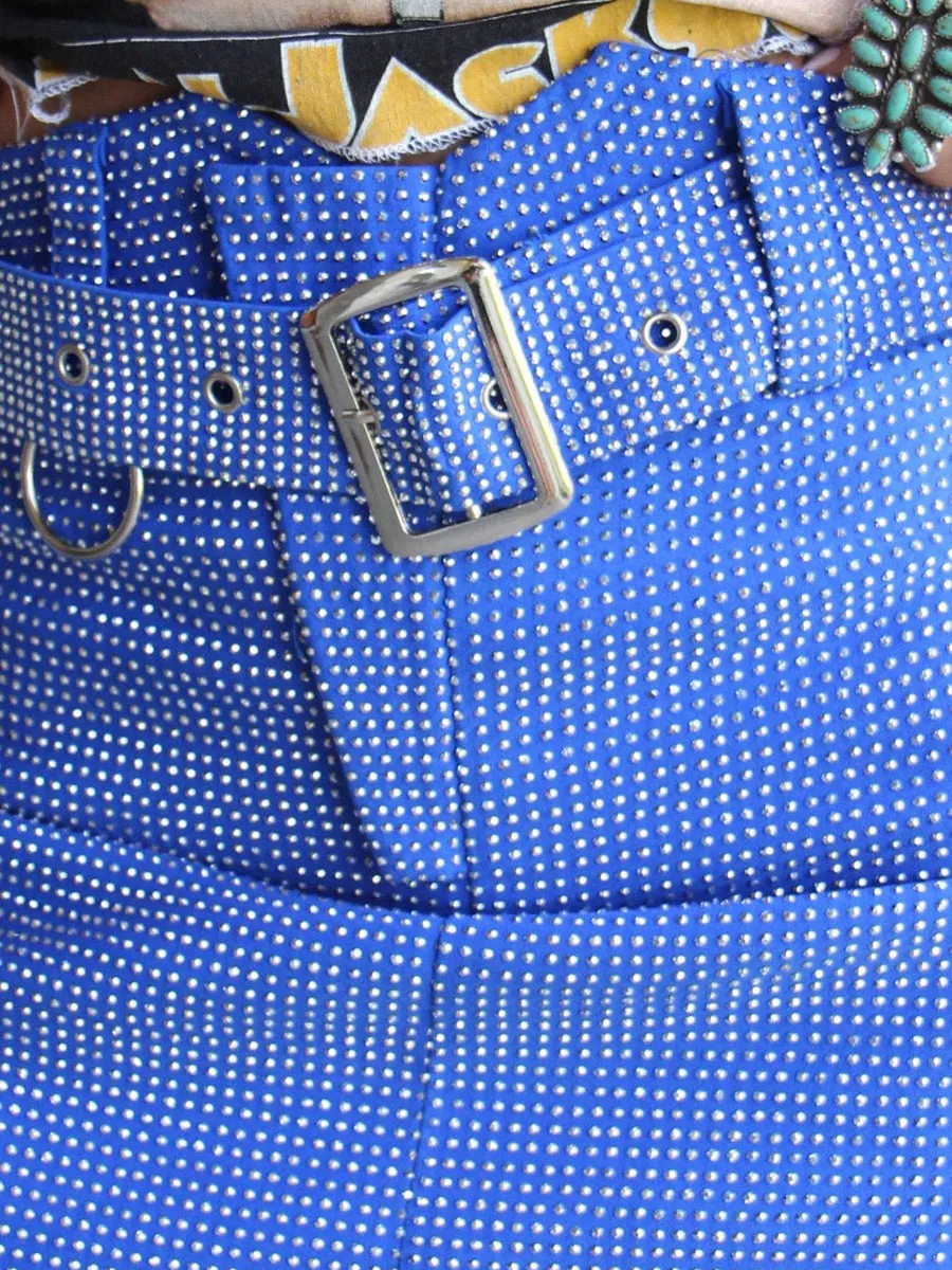Royal Blue Rhinestone Mini Skirts
