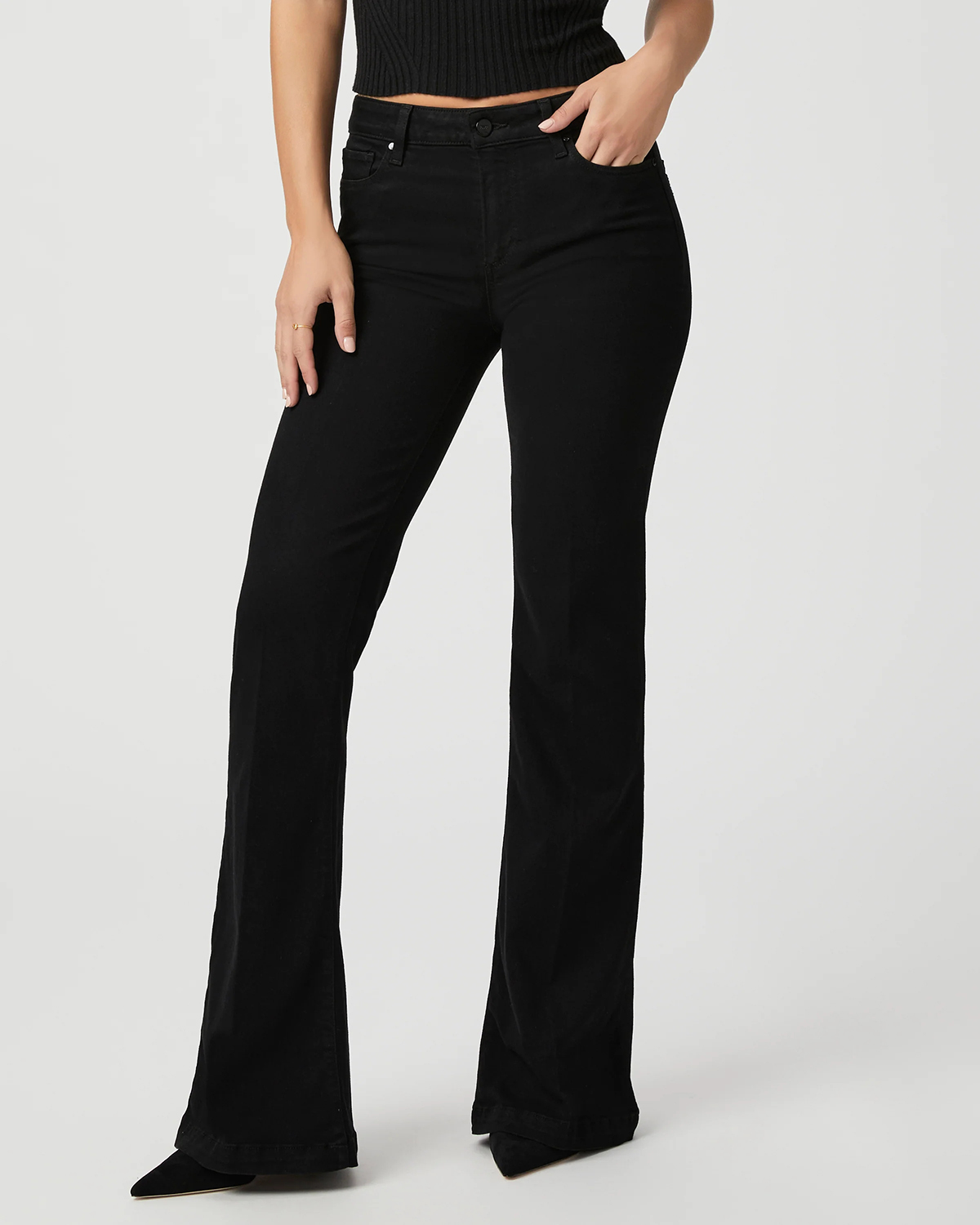 Black Flared High Rise Jeans