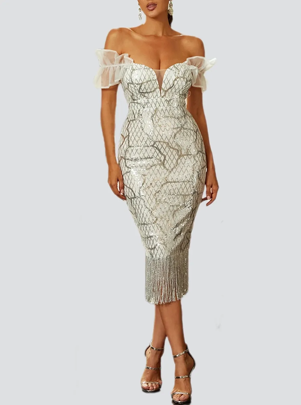 Tassel Midi Sequin Dress