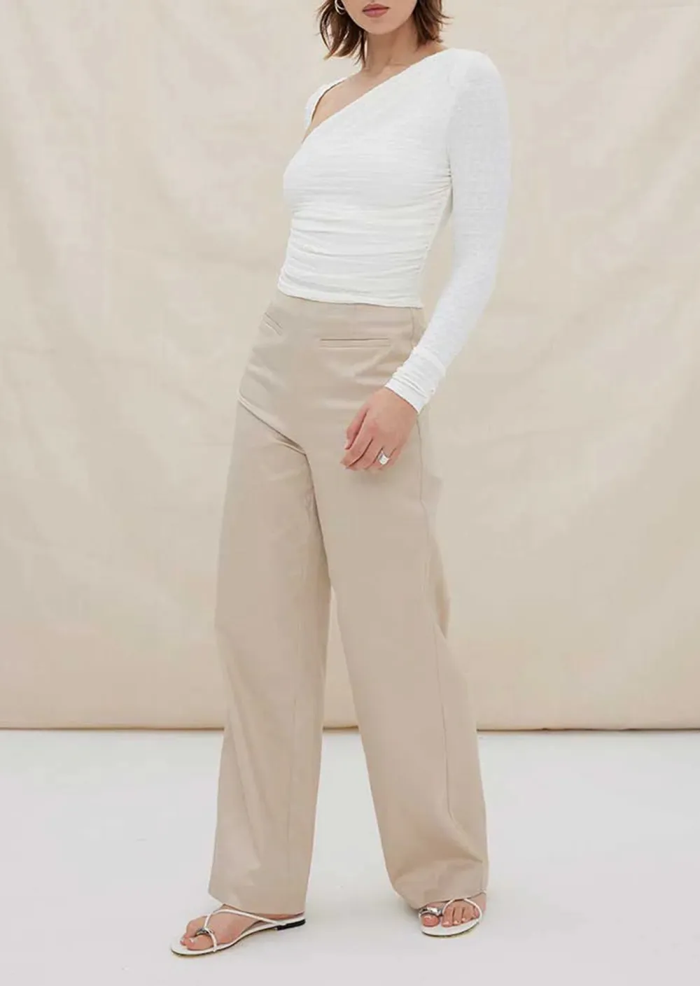 Ruched Off Shoulder Long Sleeve Top