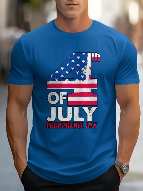 Man'S 4Th Of July Independence Day Round-Neck Short-Sleeved T-Shirt