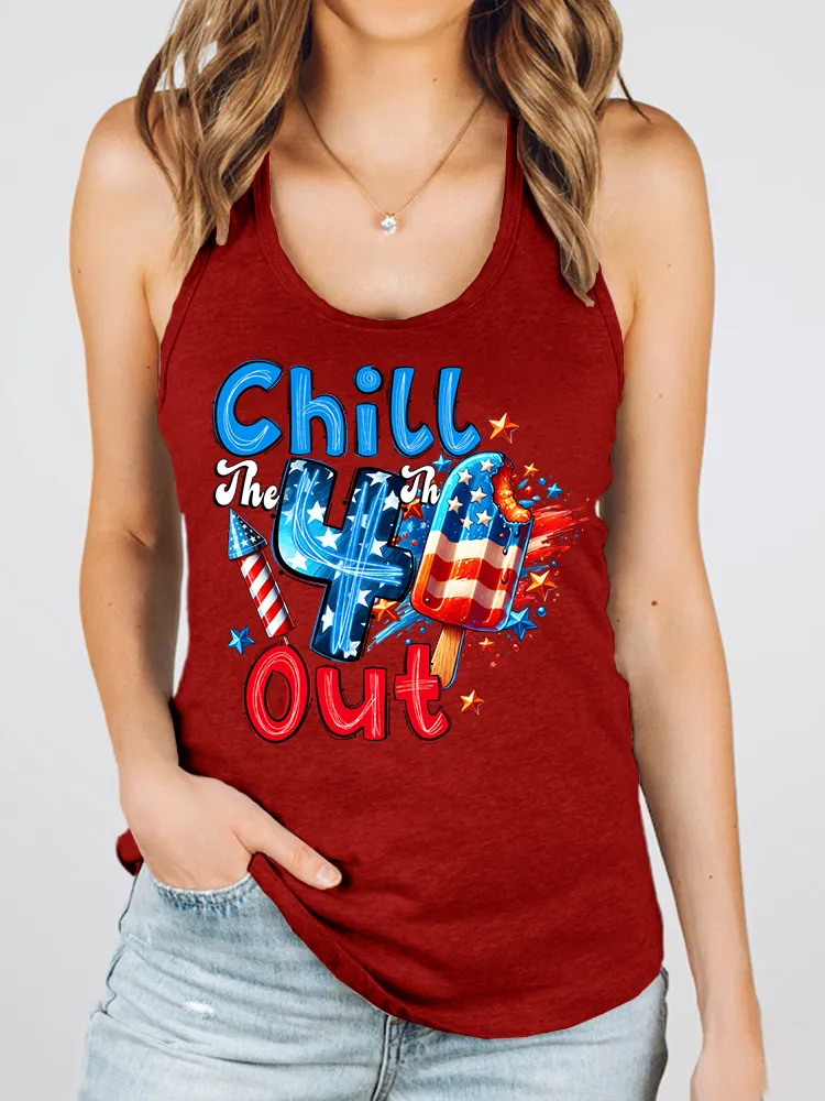 Women'S Chill The 4Th Out Round-Necked Sleeveless Vest