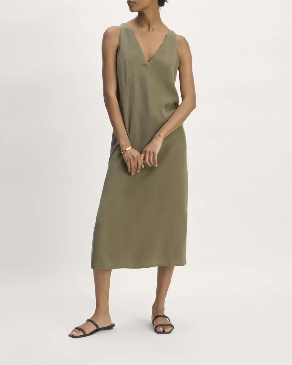 V Neck Midi Slip Dress