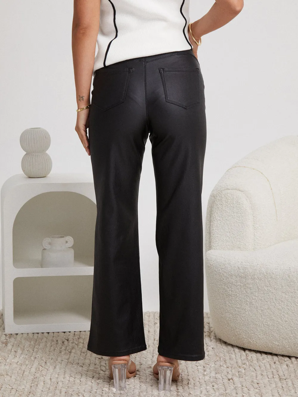 Black Casual Style High waisted Pants