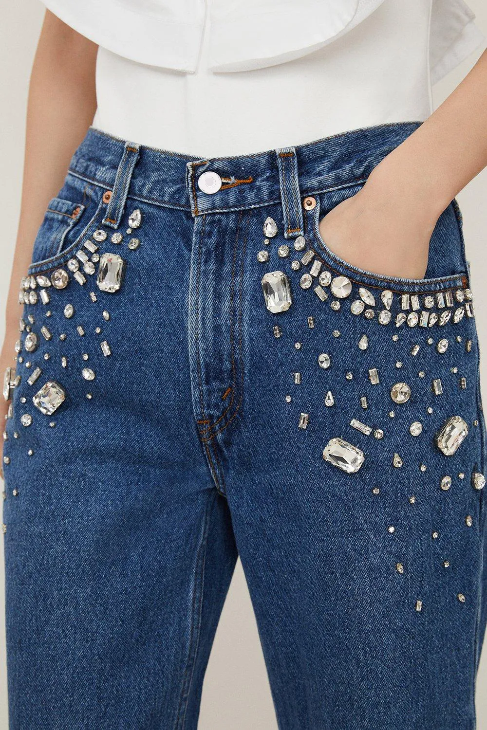 Hand Embellished Vintage Straight Leg Jean