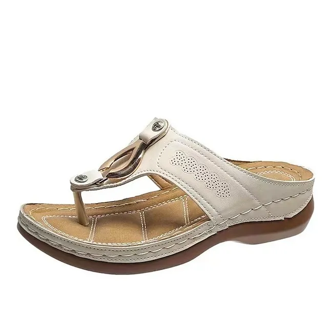 Women's Sandals Comfort Shoes Plus Size Outdoor Office Daily Summer Rhinestone Buckle Flat Heel Open Toe Casual Classic Walking Shoes PU Leather Faux Leather Loafer Solid Colored Black Pink Beige