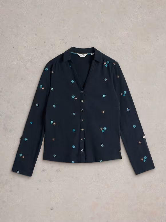 Embroidered Collar Shirt