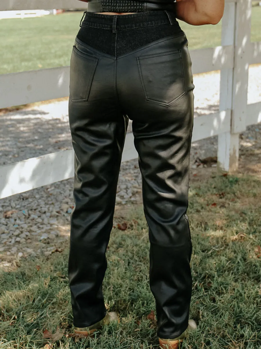 Vintage Faux Leather Slim Pants