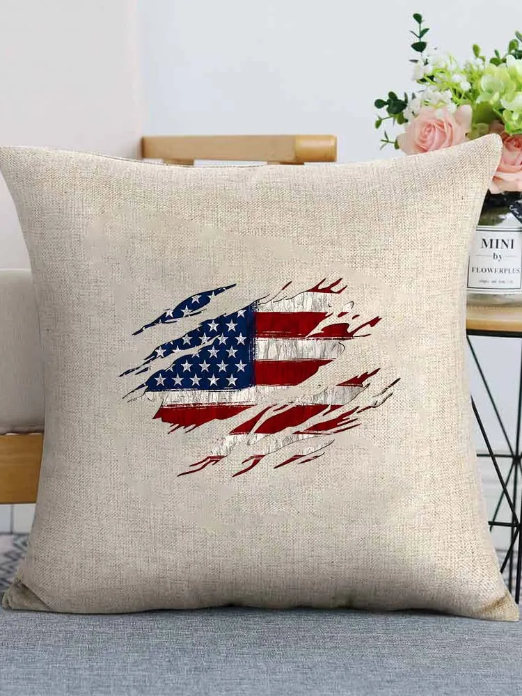 Linen Throw Pillow With National Flag Print Throw Pillow