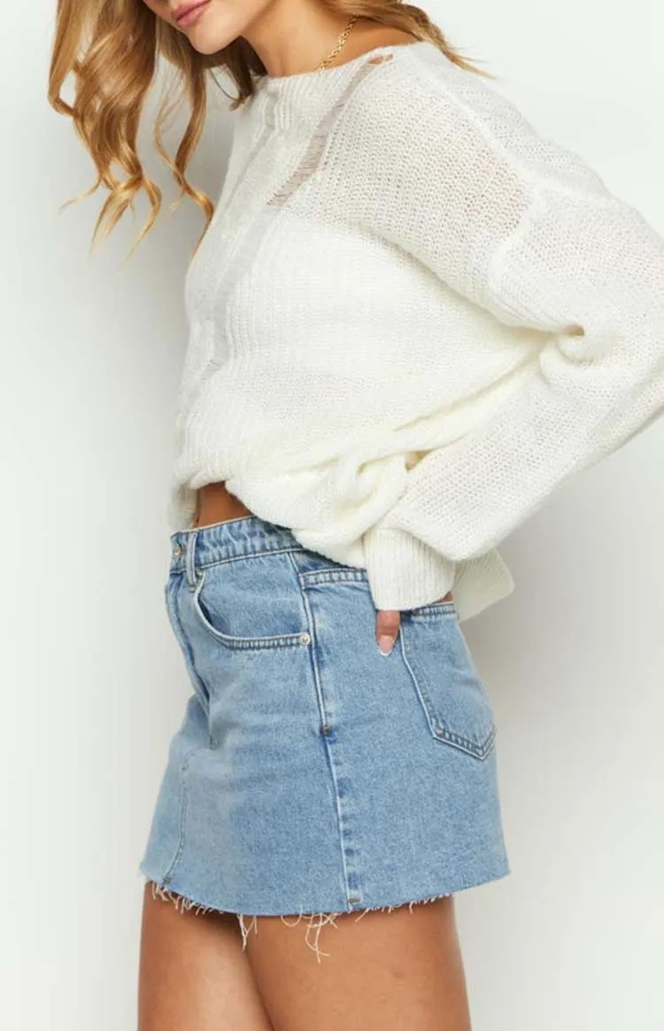 Denim Low Rise Mini Skirt
