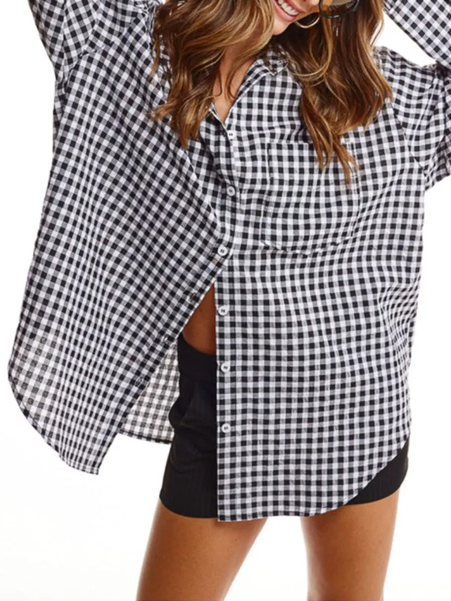 Black & White Yarn Dyed Check Oversized Shirt