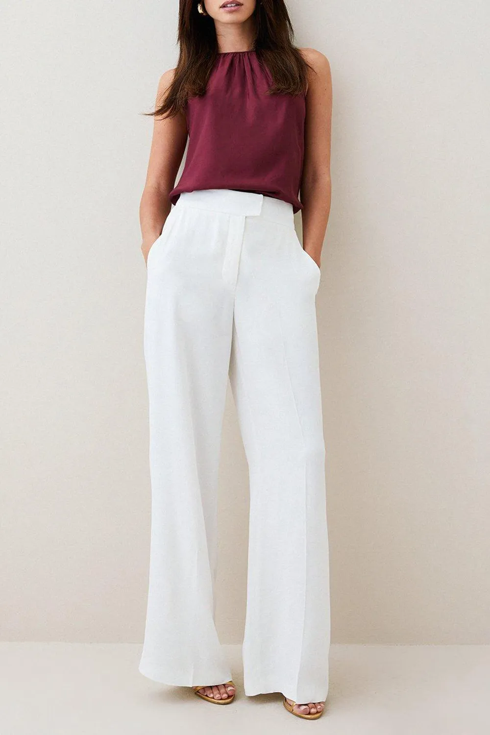 Tall Viscose Satin Back Crepe Wide Leg Trouser