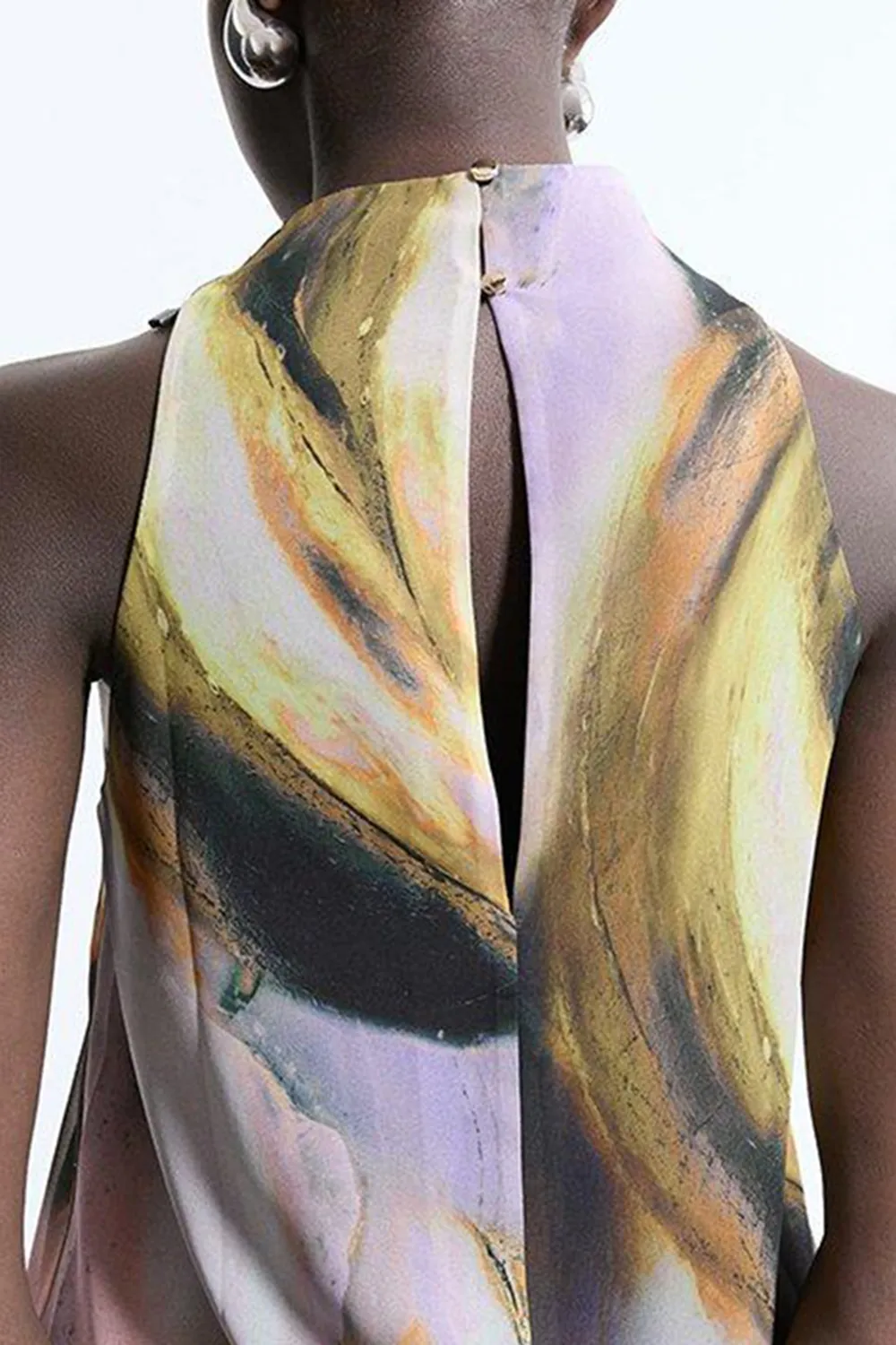 Georgette Draped Halter Woven Top