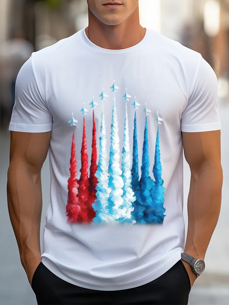 Man'S Independence Day Round-Neck Short-Sleeved T-Shirt