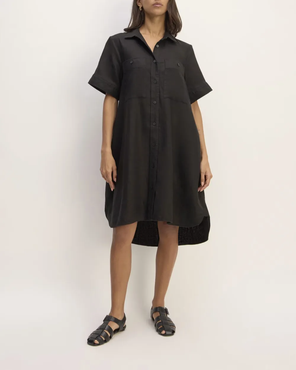 Short Sleeve Dress in Linen