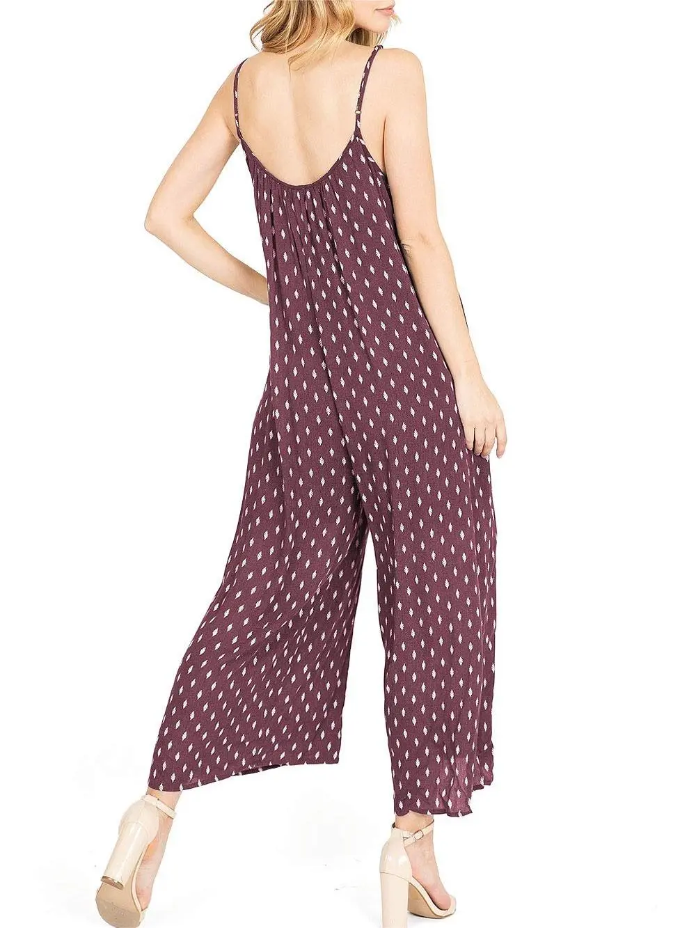 Navy Blue Polka - Dot Culotte Jumpsuit