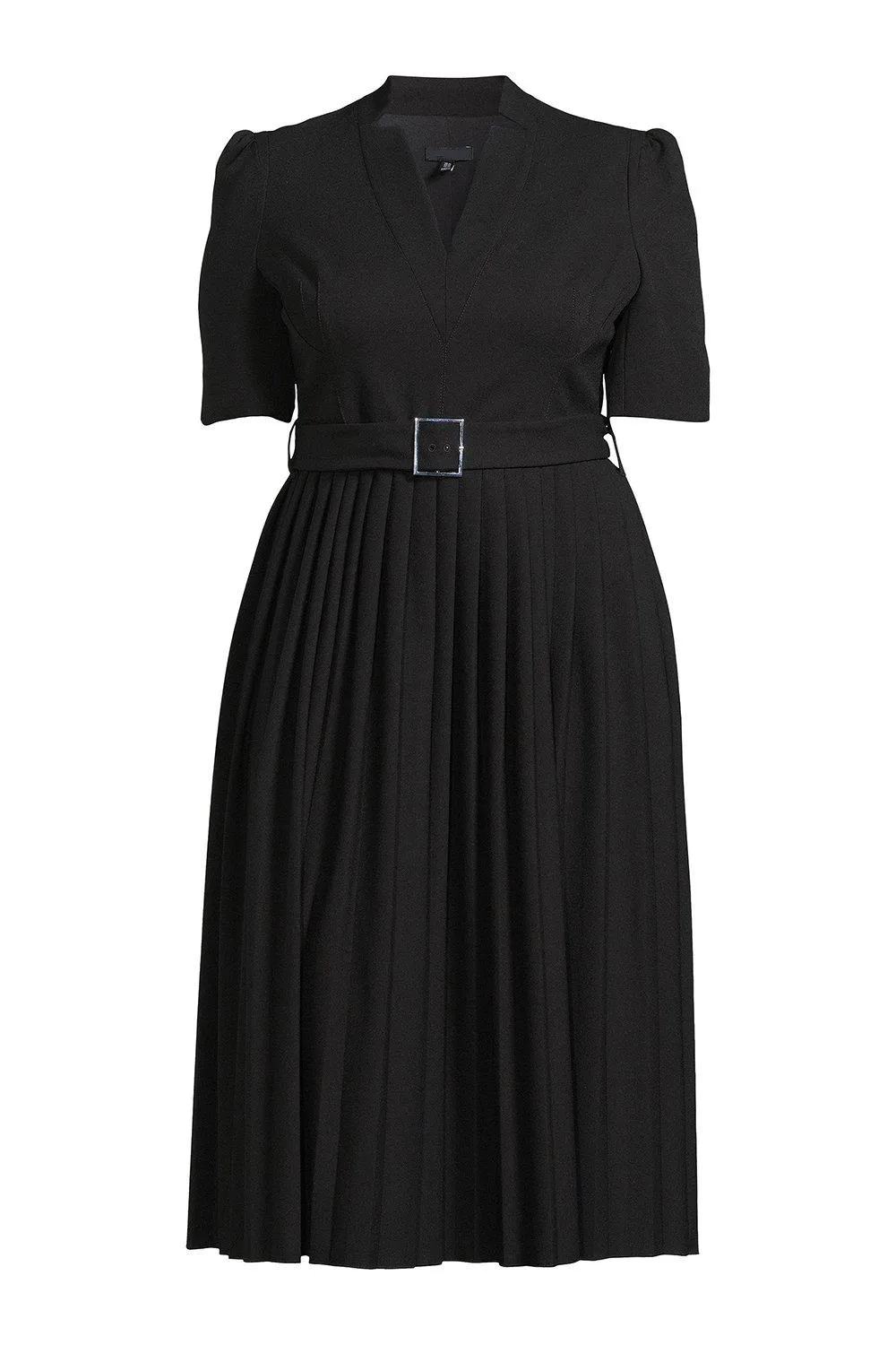 Plus Size Structured Crepe Pleat Dress