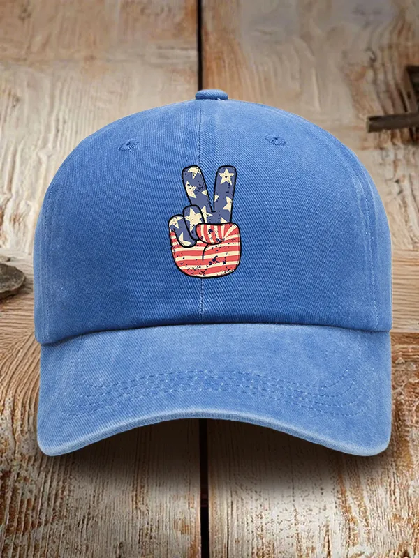 Star Stripe Two Print Washed Baseball Cap