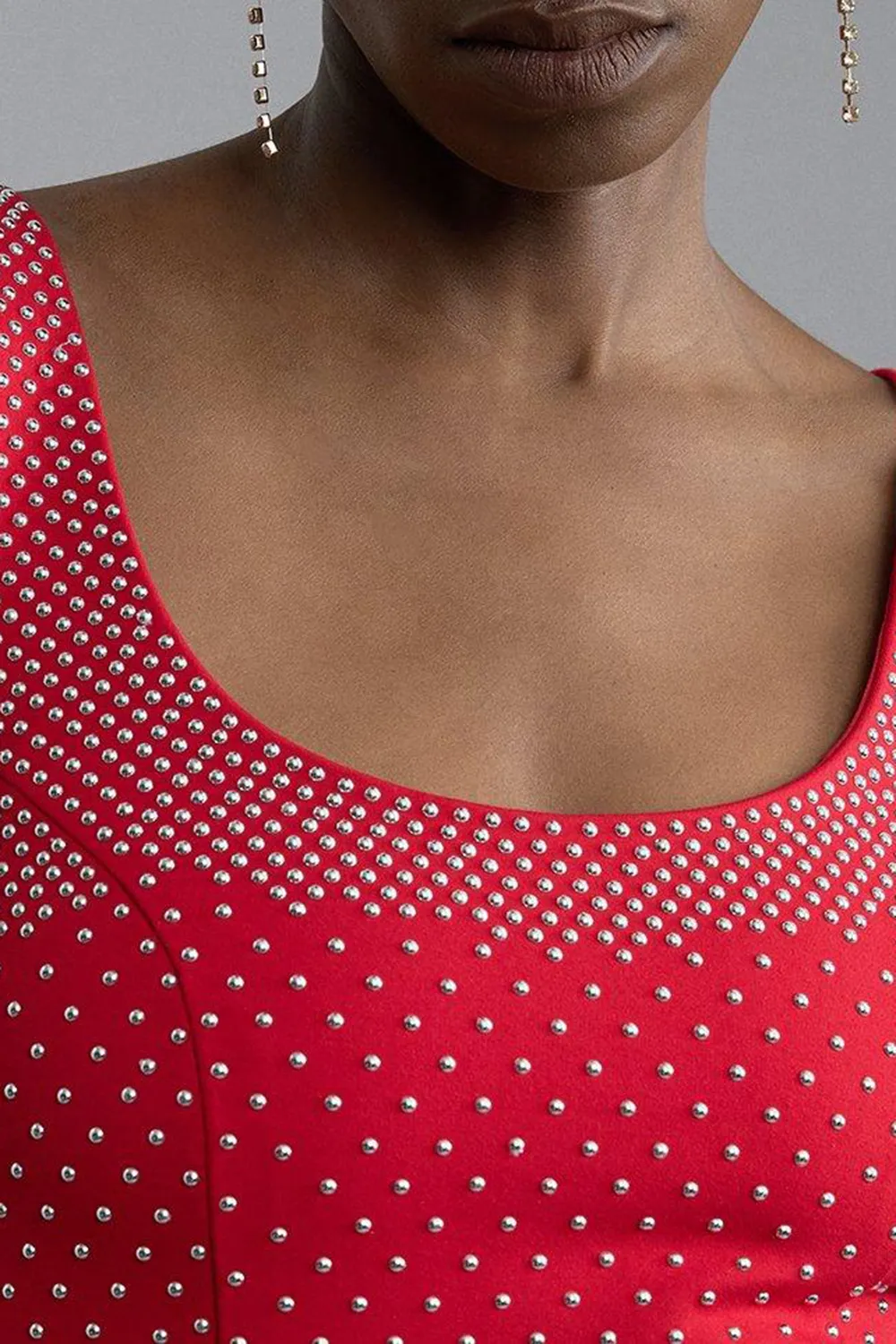 Studded Non-Stretch Jersey Mini Dress