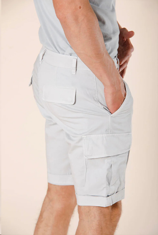 Light Grey Slim Fit Men's Cotton Shorts