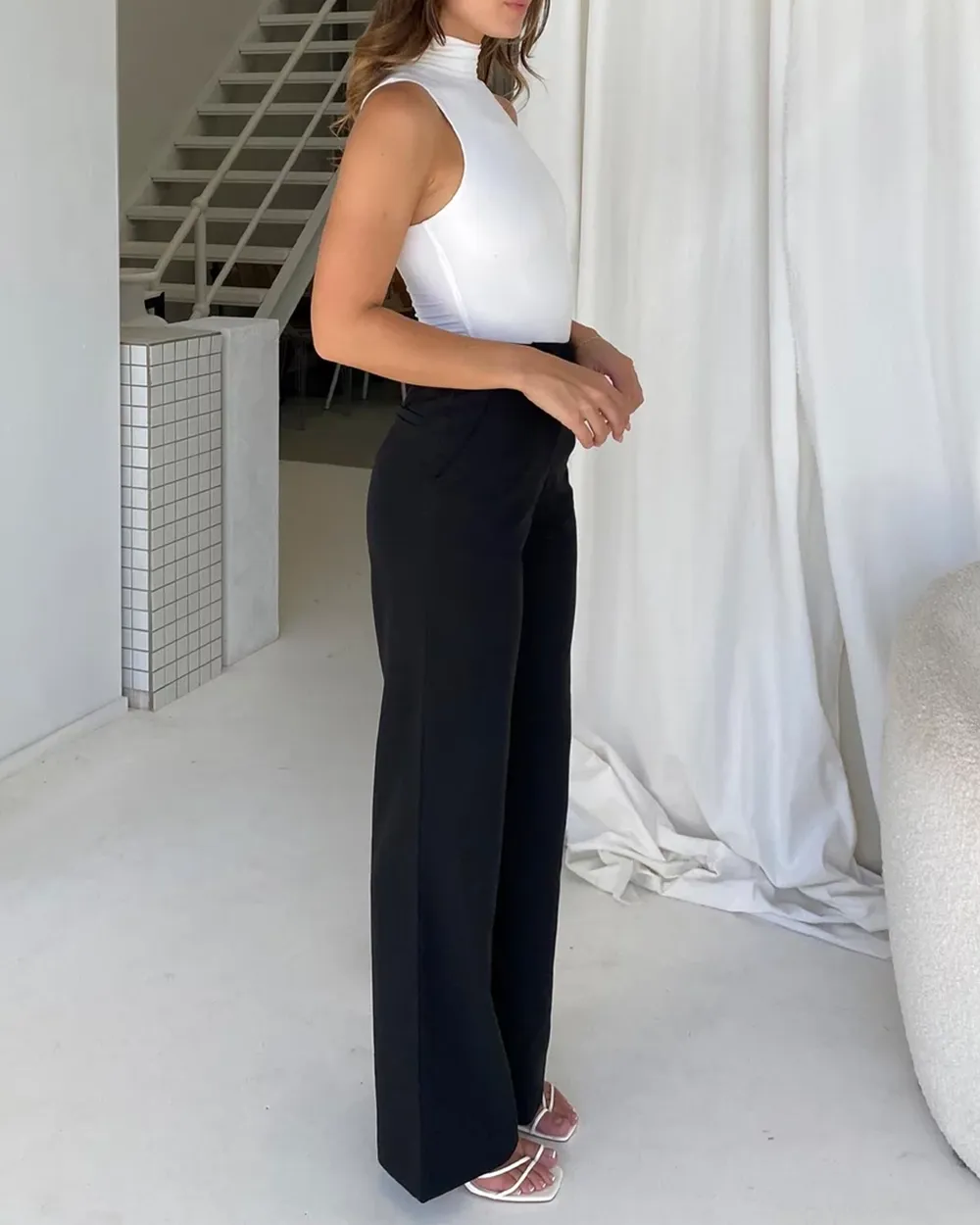 Black Wide-leg Suit Pants