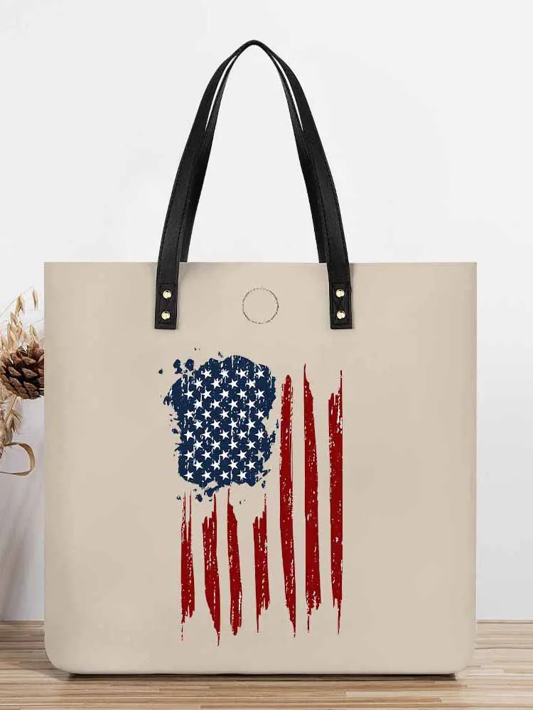 Leather Handbag With National Flag Prints