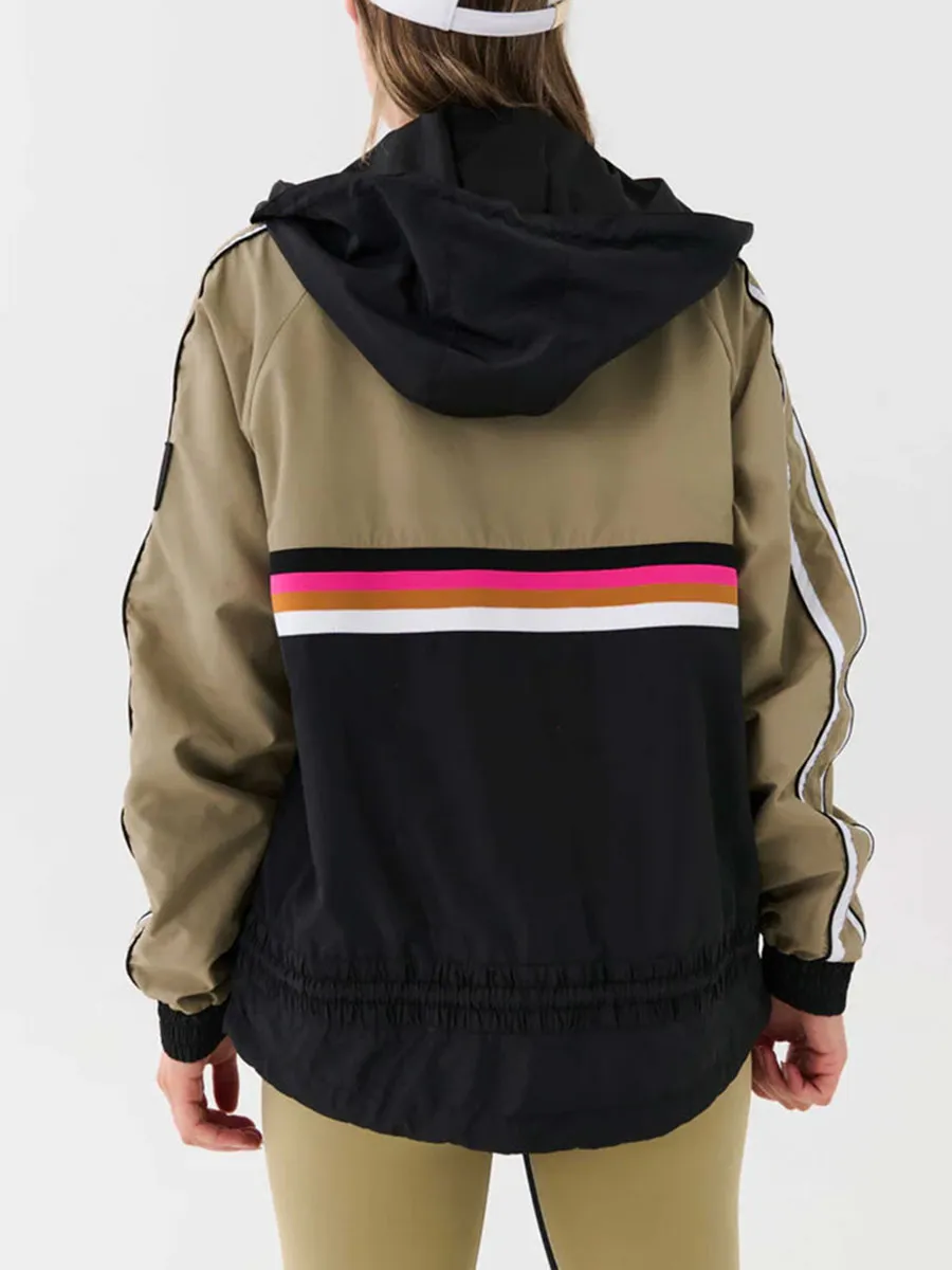 Color Blocked Zip Up Bomber Jacket