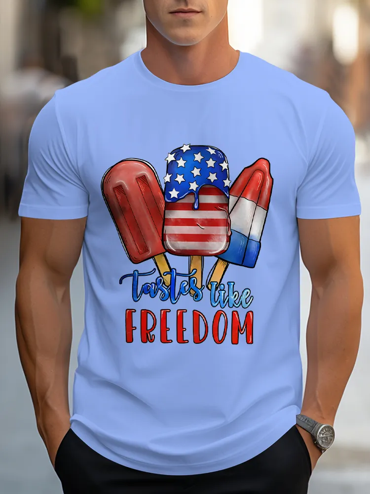 Man'S Tastes Like Freedom Round-Neck Short-Sleeved T-Shirt