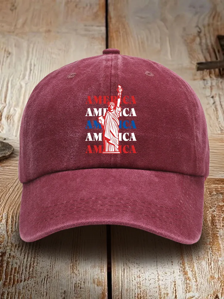 America Print Washed Baseball Cap