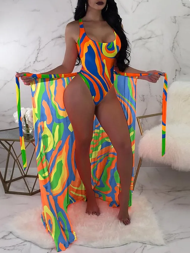 Women's Swimwear Bikini Normal Swimsuit 3-Piece Printing Graphic Floral Black Pink Blue Orange Rose Red Bathing Suits Sports Beach Wear Summer