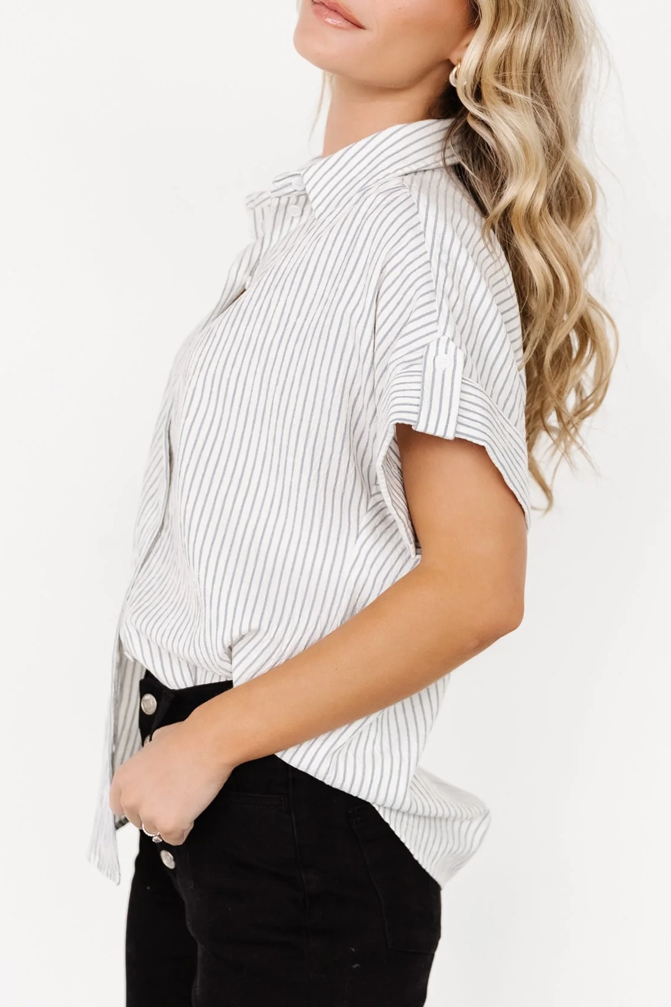 Versatile Loose Soft Light Blue Stripe Shirt