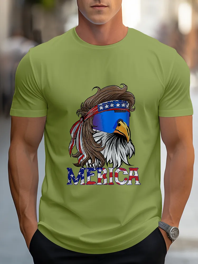 Man'S Merica Round-Neck Short-Sleeved T-Shirt