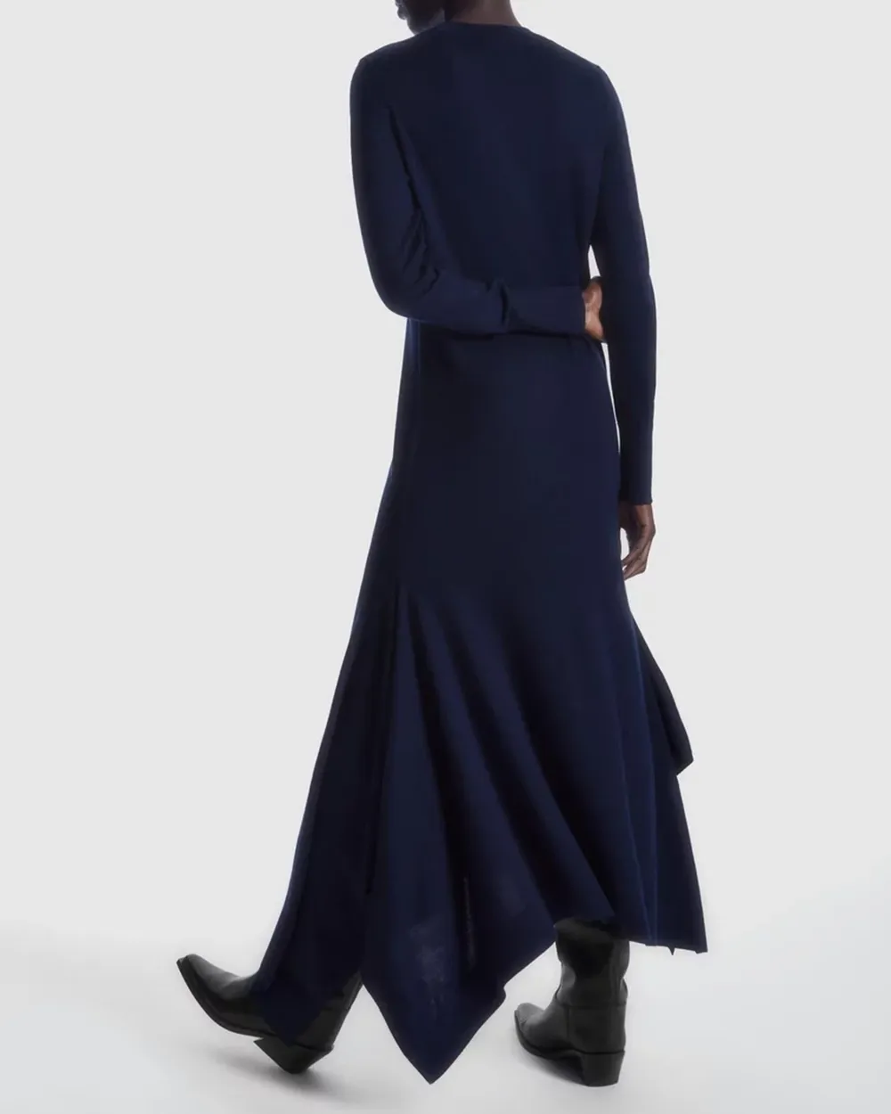Wool Long Sleeve Midi Dress