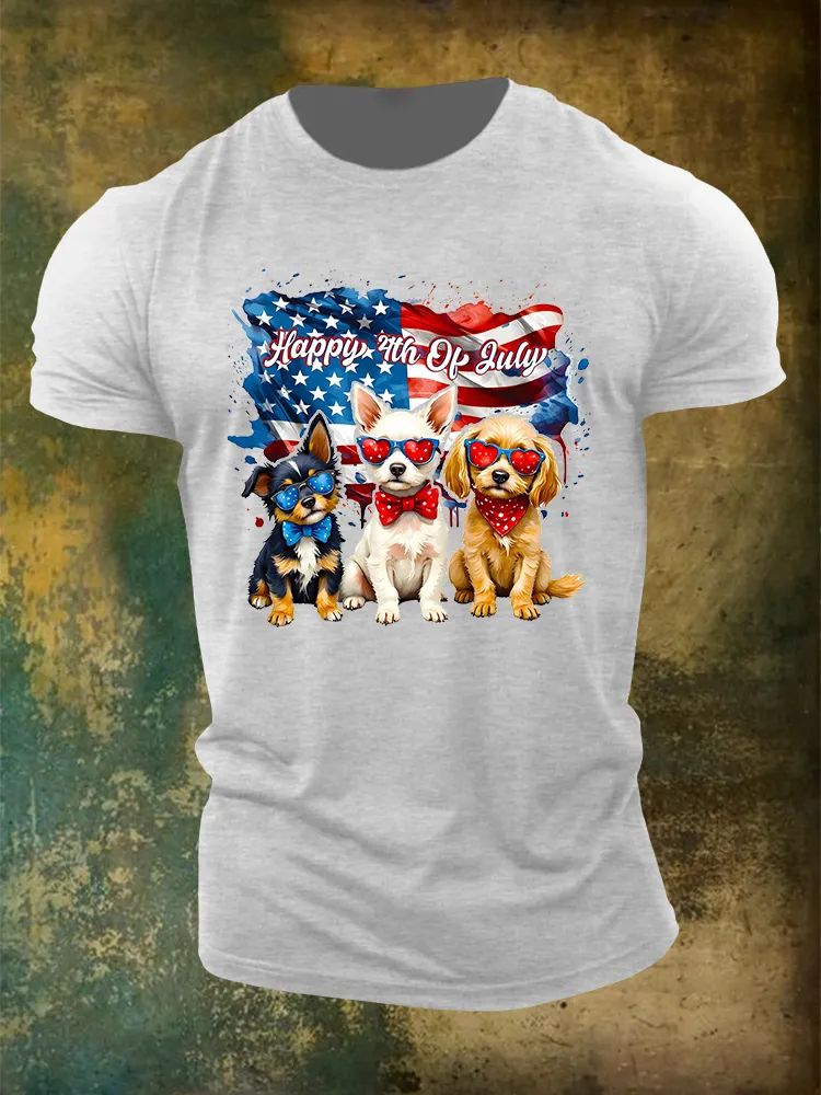 Men'S Happy 4Th Of July Round-Neck T-Shirt