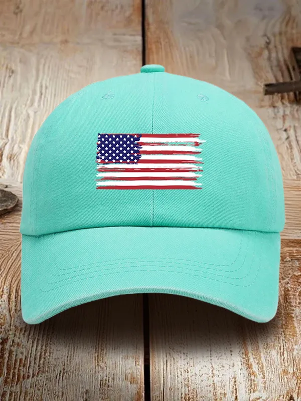 National Flag Print Washed Baseball Cap