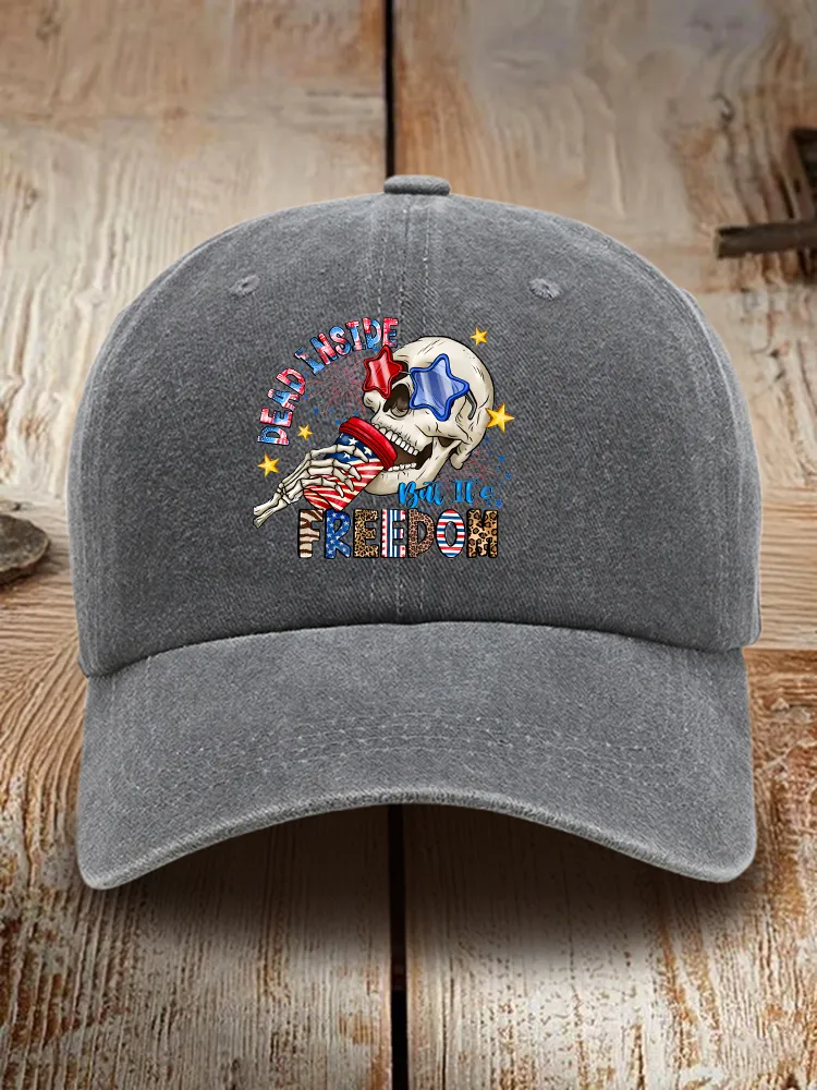 Dead Inside Freedom Print Washed Baseball Cap