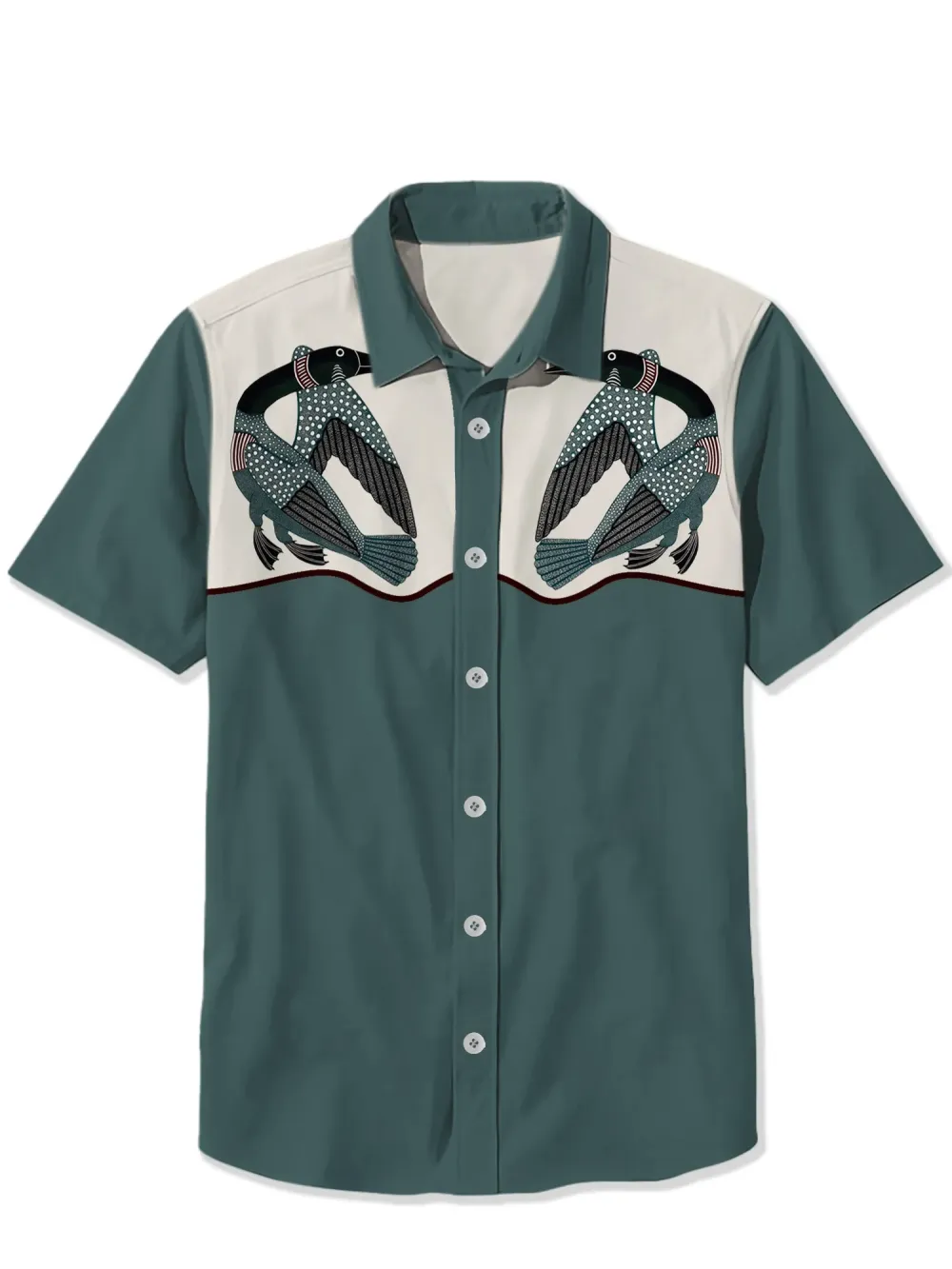 Elegant Green Retro Goose Shirt