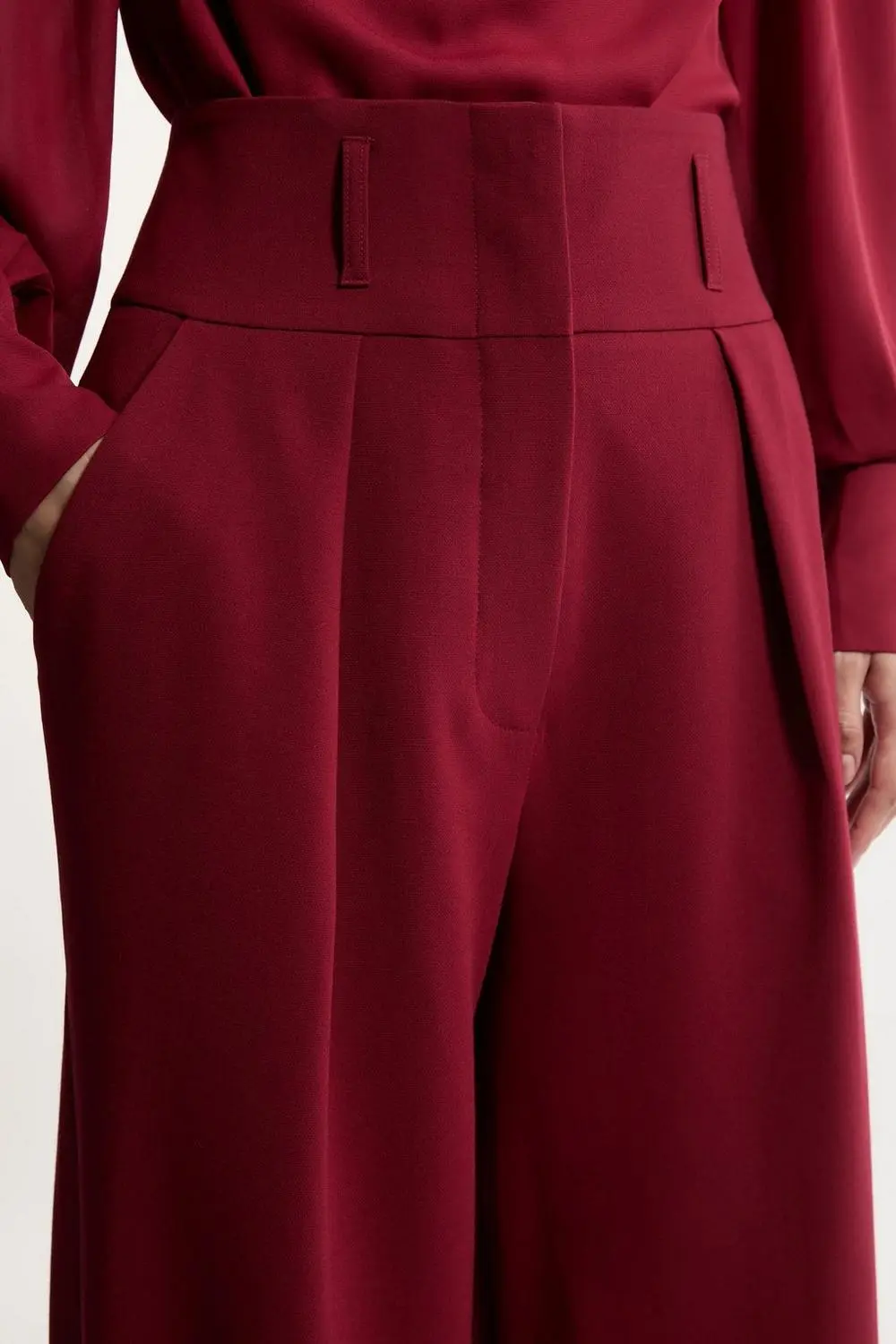 Compact Stretch Essential Tailored High Waist Wide Leg Trouser