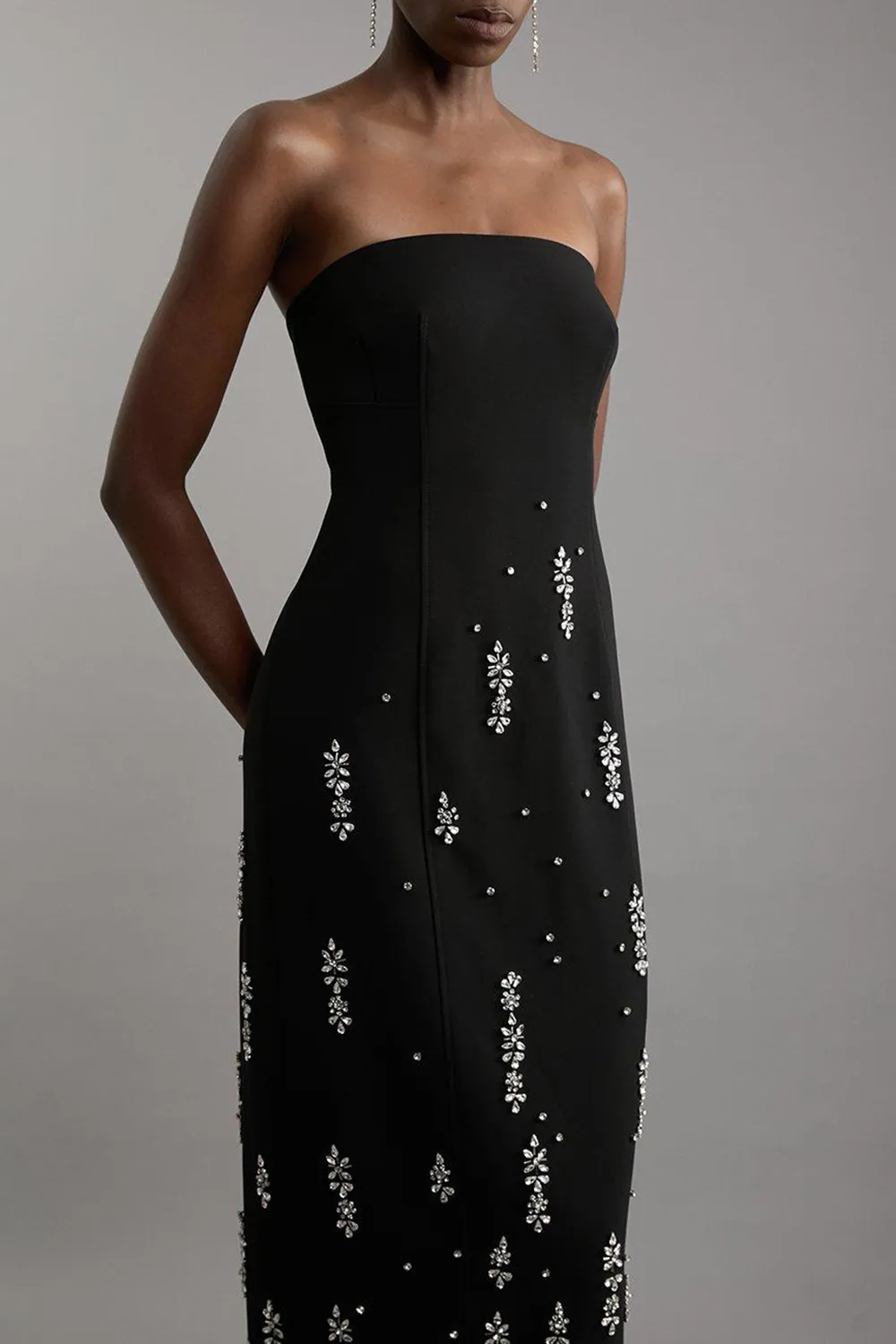 Crystal Embellished Bandeau Midaxi Dress