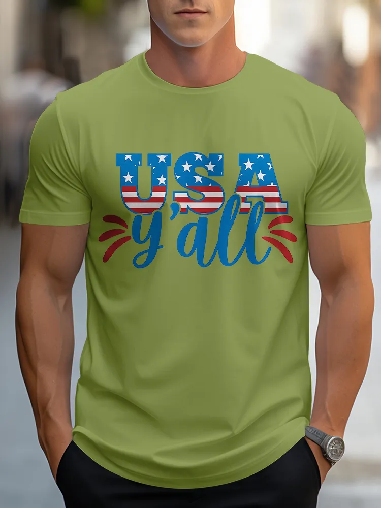 Man'S USA Y'All Round-Neck Short-Sleeved T-Shirt