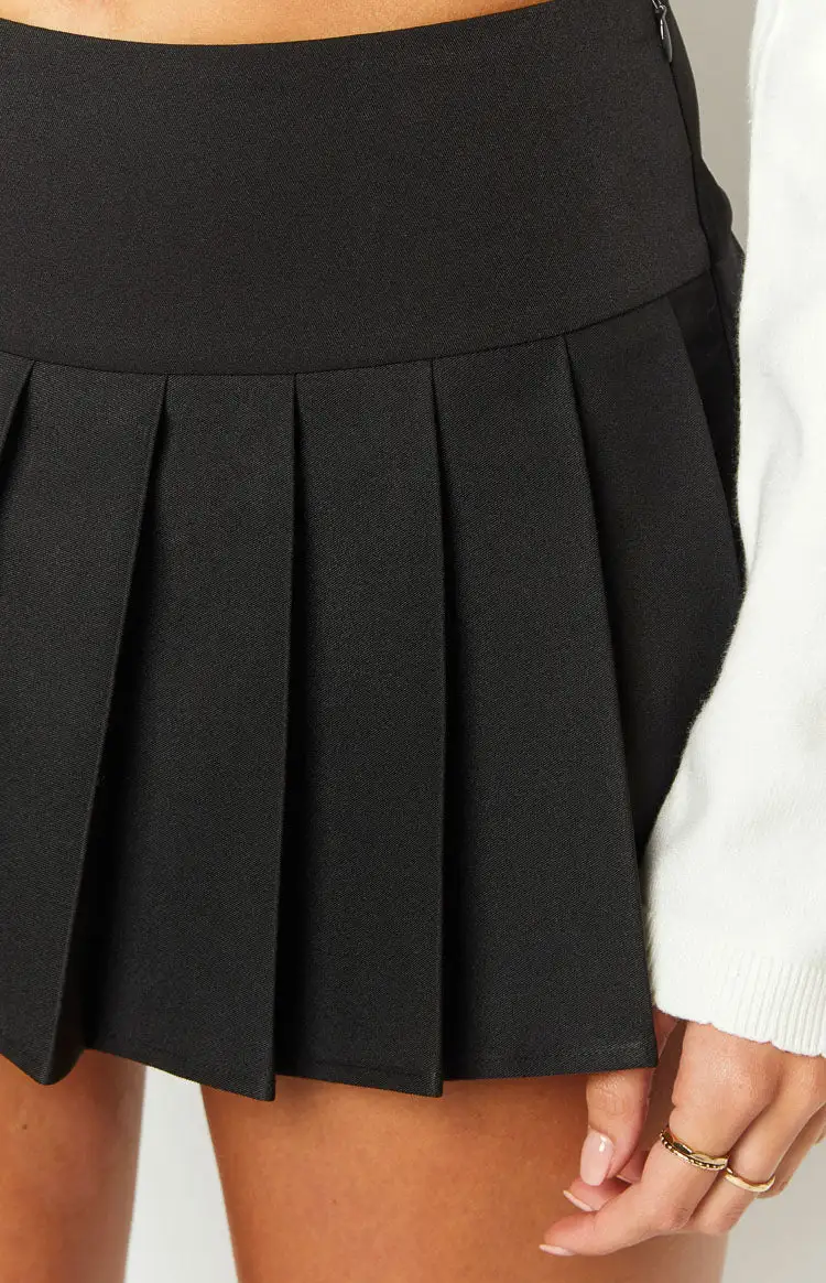 Black Pleated Mini Skirt