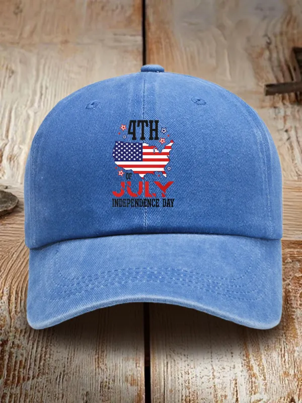4Th Of July Independence Day Print Washed Baseball Cap