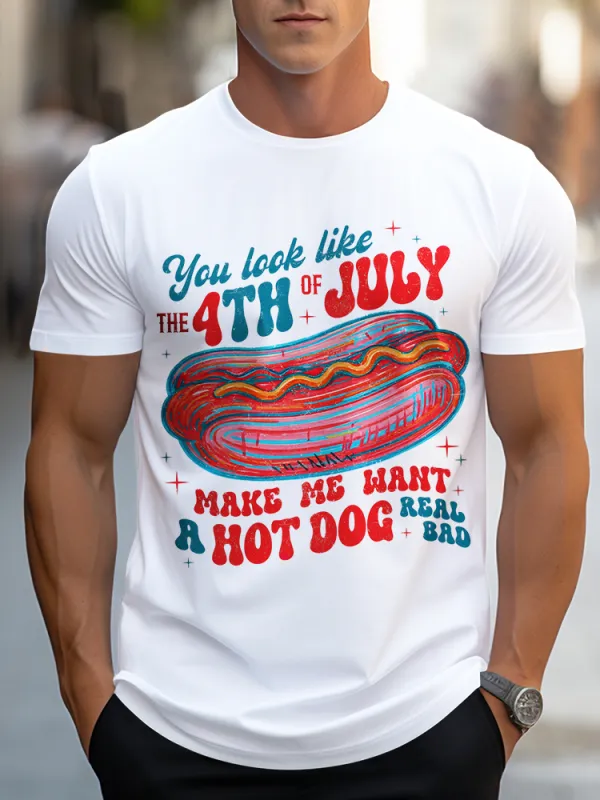 Man'S You Look Like The 4Th Of July Round-Neck Short-Sleeved T-Shirt