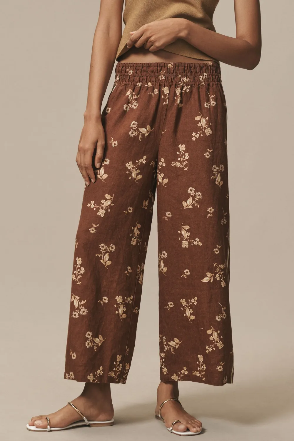 Printed Linen Edition Pull-on Pants
