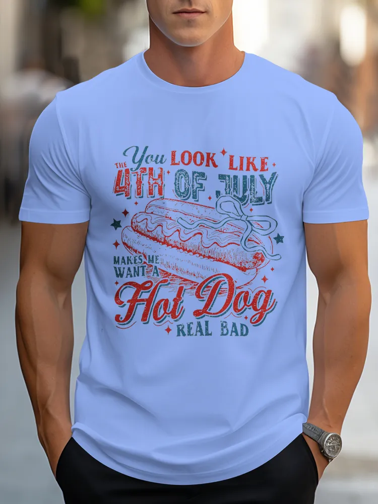 Man'S You Look Like 4Th Of July Round-Neck Short-Sleeved T-Shirt