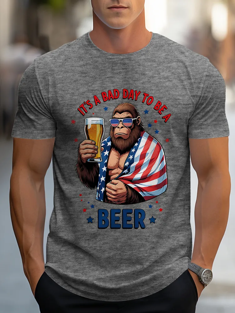 Man'S It'S A Bad Day To Be A Beer Round-Neck Short-Sleeved T-Shirt