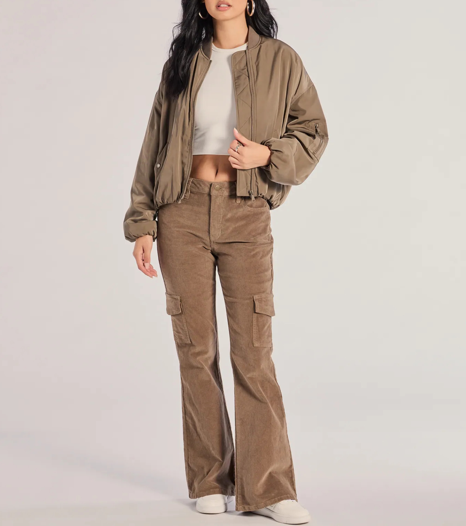 Effortless And Cool Corduroy Cargo Flare Pants
